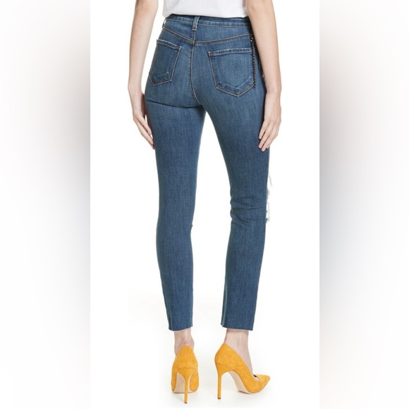 🆕 L’AGENCE “Luna” high rise straight leg distressed jeans Size 28 - Picture 3 of 11